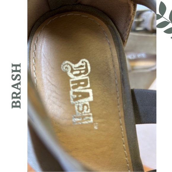 🛍️3/$40 Brash Open Toe Wedge Heel Sandal Straps  Espadrille Taupe Brown Size 8 - Picture 8 of 8